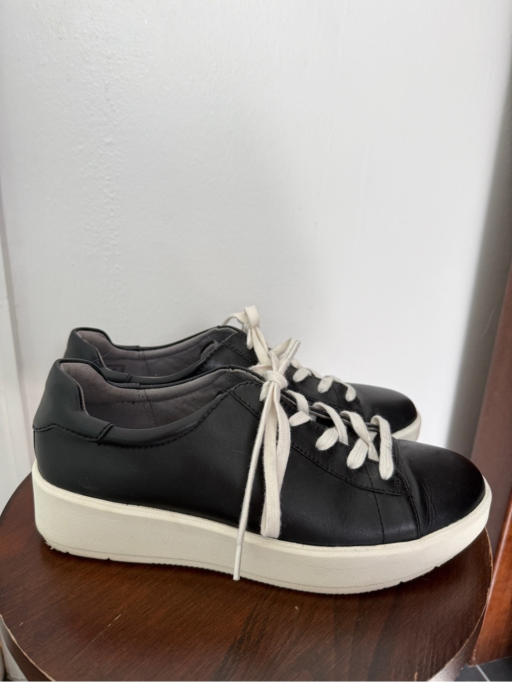 Clarks Black Leather Platform Sneakers- size 8